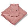 Liewood babyhandduk med luva - Hippo dusty raspberry mix