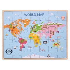 Pussel - Världskarta - 35 bitar - Bigjigs