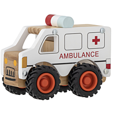 Bloomingville - Ambulans trä med gummihjul - Vito vit