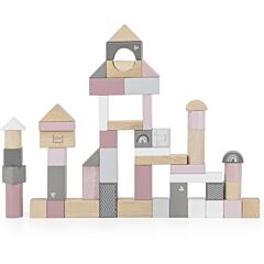 Byggklossar i trä - rosa - 50 st 