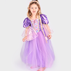 Rapunzeldräkt Lowa lila, 6-8 år - Den goda fen. Utklädning