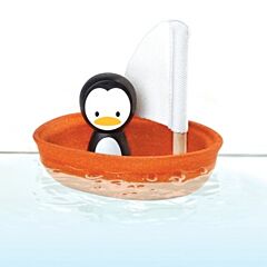 Badleksak - Segelbåt i trä - pingvin - ekologisk från PlanToys
