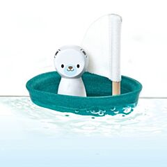 Badleksak - Segelbåt i trä - isbjörn - ekologisk från PlanToys
