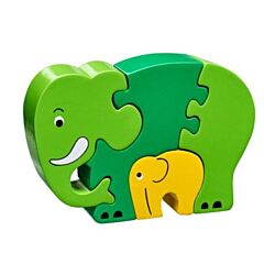 Pussel - Elefantmamma och barn (Fair Trade) - grön - Lanka Kade