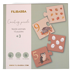 Filibabba pussel - Lär dig räkna 1-10 - nordiska djur - pedagogisk leksak