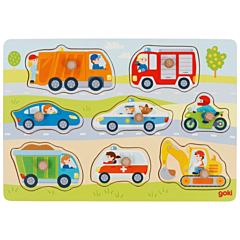 Knopp-pussel i trä - fordon - 16 bitar - New Classic Toys