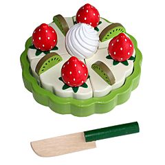 Leksaksmat - Tårta i trä - kiwi och jordgubbar - Magni