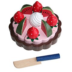 Leksaksmat - Tårta i trä - melon och jordgubbar - Magni