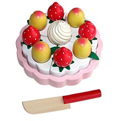 Leksaksmat - Tårta i trä - aprikoser och jordgubbar - Magni