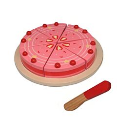 Leksaksmat - Tårta i trä, jordgubbar - Magni