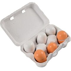 Leksaksmat - Ägg i trä - 6 st i en äggkartong - rolig leksak