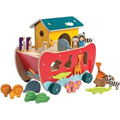 Klosslåda i trä - Vagn med djur - Noahs ark - Tender Leaf Toys