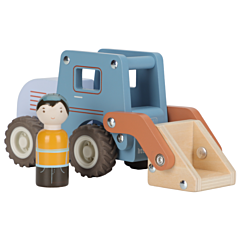 Little Dutch - Grävmaskin i trä med gummihjul. Leksaksbil