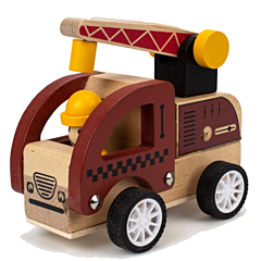 Lastbil med tippflak i trä med gummihjul - Magni. Rolig leksaksbil
