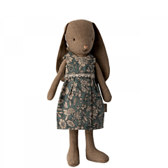 Maileg Kanin - size 1, brown i klänning - flicka med långa öron. Rolig Maileg leksak