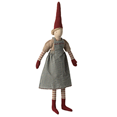 Maileg - Tomtenisse - Pixy size 3 - Flicka med klänning och stickad tröja. Maileg jul