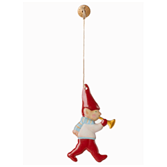 Maileg julpynt - Tomtenisse med trumpet att hänga upp, metall. Jul