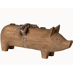 Maileg gris - Adventsljusstake i trä - natur. Jul