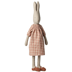 Maileg kanin - size 5 - rutig klänning - Bunny med långa öron 