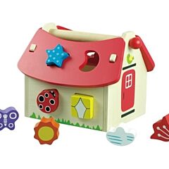 Klosslåda i trä - hus - New Classic Toys