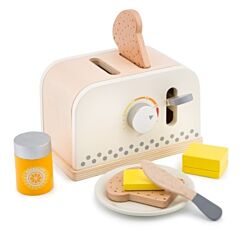 Leksaksmat - Frukost med brödrost i trä, vit -  New Classic Toys 