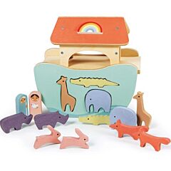 Noahs ark - Klosslåda i trä med djur - leksak